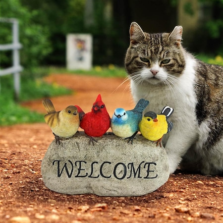 Birdy Welcome Garden Stone Statue: Large